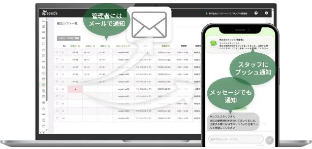 スタッフ稼働状況 管理画面